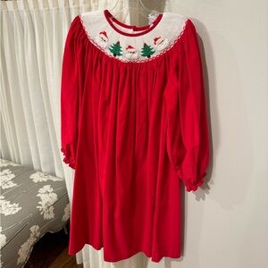 Mom & Me Red Dress w/Smocked Santas & Christmas Trees, Size 6x, New w/Tags,
